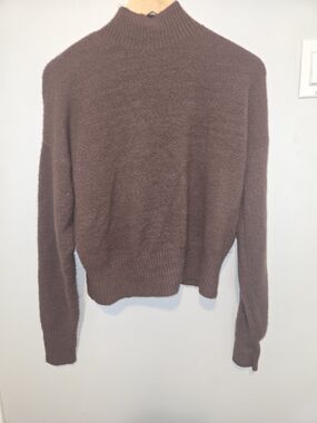Women's Brown Mock Neck Sweater